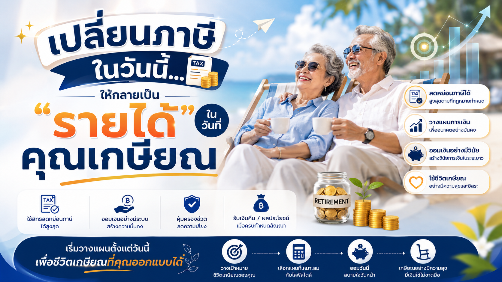 เปลี่ยนภาษีในวันนี้...ให้กลายเป็นรายได้ในวันที่คุณเกษียณ
&nbsp;